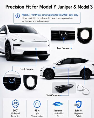Chickwin 4pcs Front Rear & Side Car Camera Cover Guard Kit, Camera Lens Protectors for Tesla Model Y Juniper/Model3, HD Clear Anti-Scratch, New Car Accessories Gifts in Saudi Arabia