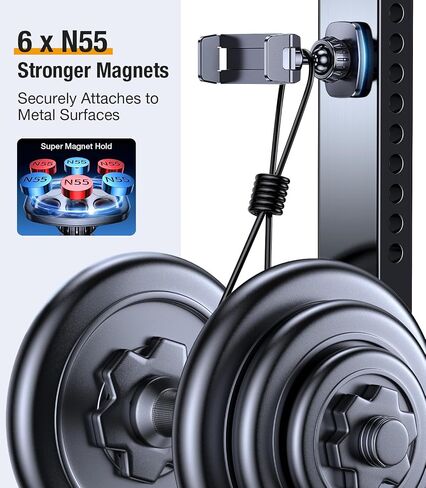 Coolpow Magnetic Phone Holder for Gym【Strong Magnets】 Tripod Mount Ring Gym Magnetic Phone Holder Attach to Metal Surface, Gym Accessories for Mothers Gift Essentials for All Smartphones 4.7-7" in Saudi Arabia