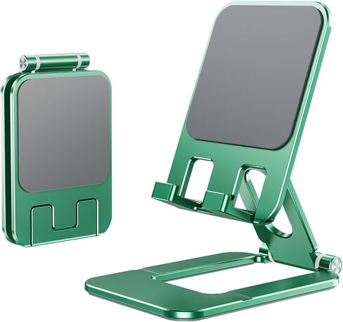 Foldable Phone Stand, Compact Aluminum Mini Cell Phone Holder for Desk,Desktop Portable & Adjustable Folding Metal Tablet Stand for iPad mini,Tablet and Cellphone in Saudi Arabia