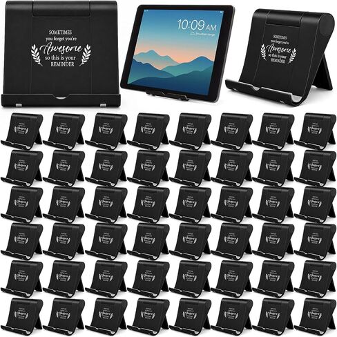 Qunclay 48 Pcs Employee Appreciation Gift Bulk Desktop Cell Phone Stand Holder for Desk Motivational Tablet Stand Thank You Gift for Staff Employee Coworkers Team Office Nurse Teachers (Black) in Saudi Arabia