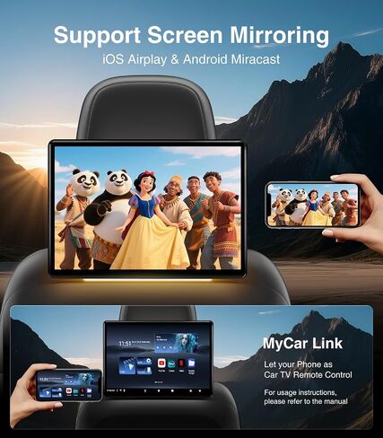 AINAVI 13.5 inch Car TV Headrest Monitor for Cars Back Seat Rear Entertainment System, Support Phone Wireless Mirror Link Touch Screen,with WiFi/Bluetooth/HDMI/USB/SD Card/Video Player (2G+32G(1*PC)) in Saudi Arabia