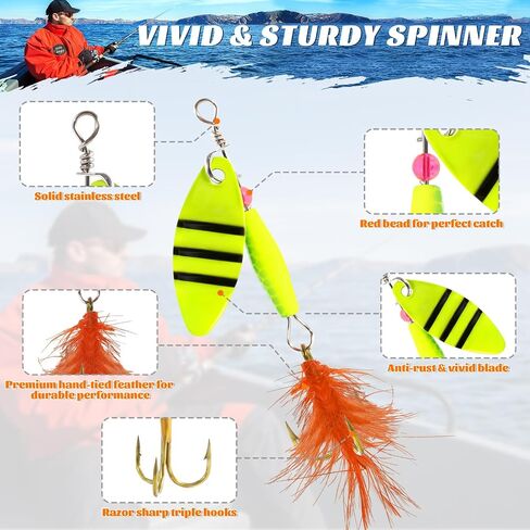 Fishing Lures Spinner Baits, 16pcs Rooster Tail Fishing Lures Kit in Saudi Arabia
