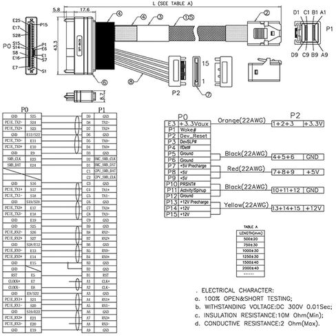 SAS HD SFF-8643 to SAS 8639 SATA 15p Male Convert Cable Y Shape Computer PC Server Connect Wire 50Cm Extend Line Cord in Saudi Arabia