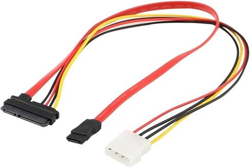 SATA Female Combo 7+15 Pin Data Cable and Power to SATA 7Pin+4 Pin Molex Serial ATA Lead Cable Power Adapter 30cm 50cm in Saudi Arabia