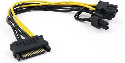 15 Pin SATA Male to 8pin(6+2) PCI-E Male Video Card Power Supply Adapter Data Cables SATA to PCI Power Adapter Cable in Saudi Arabia