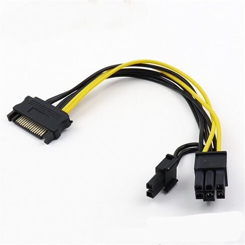 15 Pin SATA Male to 8pin(6+2) PCI-E Male Video Card Power Supply Adapter Data Cables SATA to PCI Power Adapter Cable in Saudi Arabia
