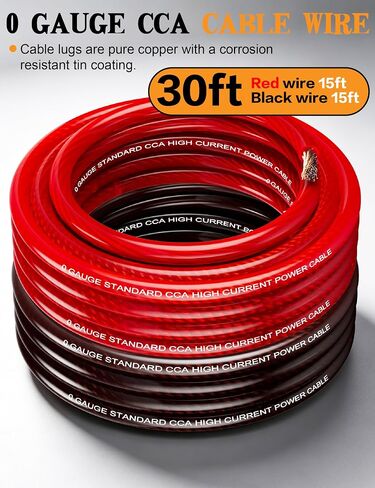 30FT 1/0 Battery Cable CCA,0 Gauge Wire with 200A Fuse Holder for Car Amp in Saudi Arabia