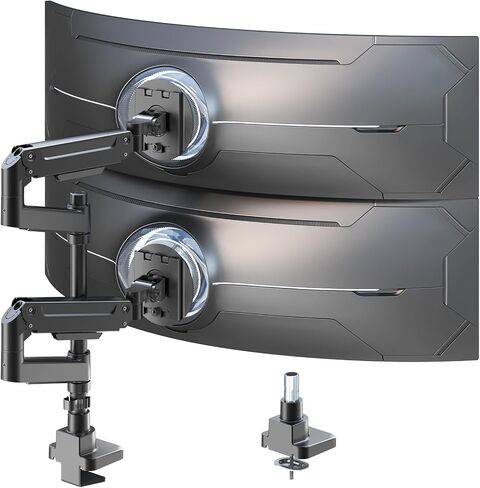 Heavy Duty Dual Monitor Arm for 17-49" Screens, Vertical Stack, 44lbs in Saudi Arabia