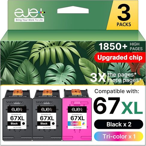 67XL Ink Cartridge for HP Ink 67 for HP 67 Color Ink Cartridge, 2 Tri-Color in Saudi Arabia