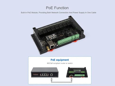 8-Ch ESP32-S3 WiFi Relay Module Industrial Controller, Onboard 8-ch Relays, 8-ch Digital Inputs, Isolated RS485 and PoE ETH Port Interface, Supports RS485 and Bluetooth/WiFi Remote Control in Saudi Arabia