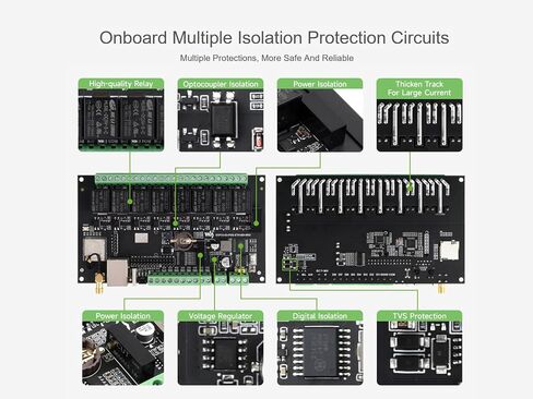 8-Ch ESP32-S3 WiFi Relay Module Industrial Controller, Onboard 8-ch Relays, 8-ch Digital Inputs, Isolated RS485 and PoE ETH Port Interface, Supports RS485 and Bluetooth/WiFi Remote Control in Saudi Arabia