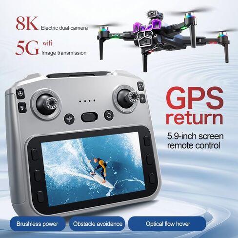 High-definition drone: Equipped with a GPS positioning system, one-touch return-to-home function, a 5.9-inch remote controller, brushless motors, and a 90° adjustable camera. This foldable quadcopter is perfect for recreational flying, aerial photography, in Saudi Arabia