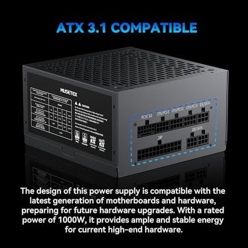 MUSETEX GR3 PC CASE ATX 5 PWM ARGB Fans Pre-Installed Bundled 1000W PC Power Supply in Saudi Arabia