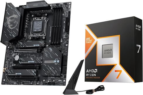 Micro Center CPU Motherboard Memory Combo: AMD Ryzen 7 9800X3D CPU Processor + MSI X870E Gaming Plus WiFi Motherboard + KLEVV Bolt V DDR5 32GB (2x16GB) 6400MHz CL30 Ram Memory White in Saudi Arabia