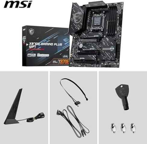 Micro Center CPU Motherboard Memory Combo: AMD Ryzen 7 9800X3D CPU Processor + MSI X870E Gaming Plus WiFi Motherboard + KLEVV Bolt V DDR5 32GB (2x16GB) 6400MHz CL30 Ram Memory White in Saudi Arabia