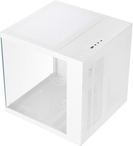 Mars Gaming MC-Cube, MicroATX PC Case, Ultra-Compact Cube Format, Panoramic Tempered Glass, 120mm ARGB Rear Fan, Support for Liquid Cooling up to 120mm, Mini Tower with USB-C, White in Saudi Arabia