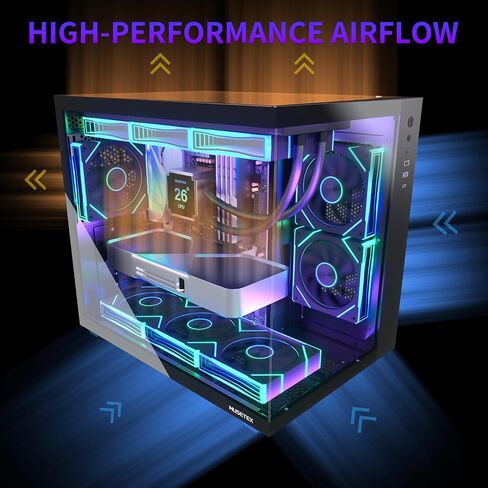 MUSETEX Y6 PC CASE ATX 6 PWM Prism ARGB Fans Pre-Installed Bundled 1000W PC Power Supply in Saudi Arabia