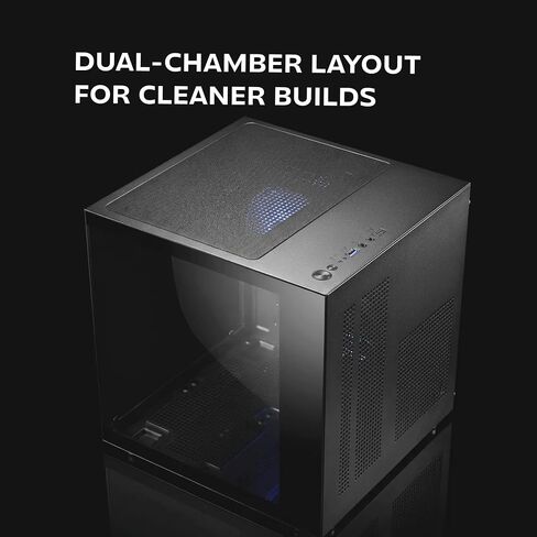 Mars Gaming MC-Cube, MicroATX PC Case, Ultra-Compact Cube Format, Panoramic Tempered Glass, 120mm ARGB Rear Fan, Support for Liquid Cooling up to 120mm, Mini Tower with USB-C, Black in Saudi Arabia