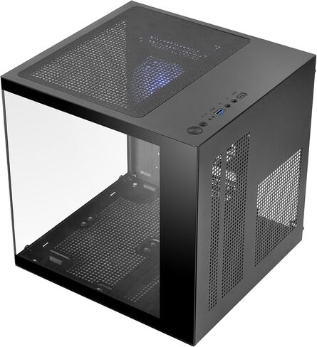 Mars Gaming MC-Cube, MicroATX PC Case, Ultra-Compact Cube Format, Panoramic Tempered Glass, 120mm ARGB Rear Fan, Support for Liquid Cooling up to 120mm, Mini Tower with USB-C, Black in Saudi Arabia