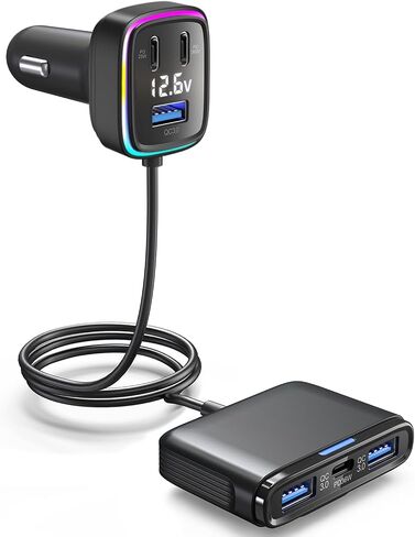 5FT Cable 115W 6-Port Multiport Car Charger, Cigarette Lighter USB Splitter in Saudi Arabia