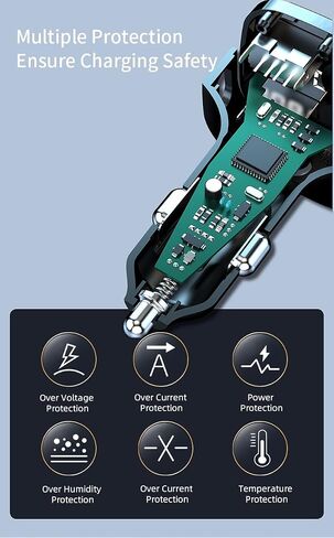 5FT Cable 115W 6-Port Multiport Car Charger, Cigarette Lighter USB Splitter in Saudi Arabia