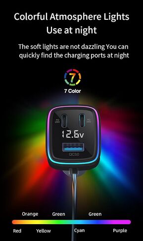5FT Cable 115W 6-Port Multiport Car Charger, Cigarette Lighter USB Splitter in Saudi Arabia