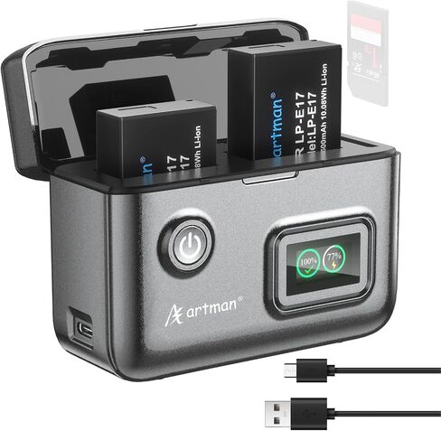 Artman LP-E17 Battery 3-Pack 1300mAh and 3-Slot LCD Charger in Kuwait
