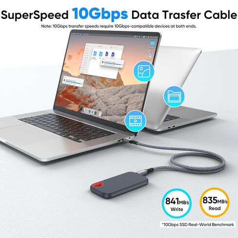 USB C to USB C Data Cable, 10Gbps High Speed Transfer, 65W Fast Charge, 3ft in Saudi Arabia