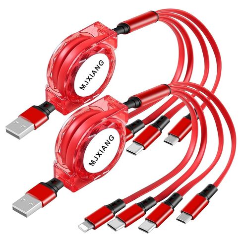 MJXIANG Retractable Multi Charging Cable 4 in 1, 3.3Ft 3A Fast Charger Cord in Saudi Arabia