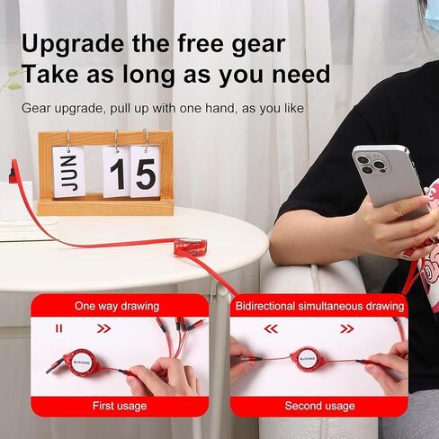 MJXIANG Retractable Multi Charging Cable 4 in 1, 3.3Ft 3A Fast Charger Cord in Saudi Arabia