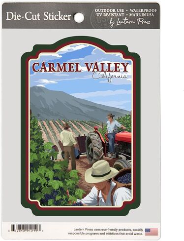 Lantern Press Large Sticker Carmel Valley, California, Wine Grape Harvest, in Saudi Arabia