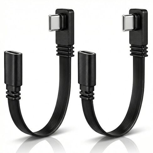 USB C 90 Degree Adapter 4Inch/10CM USB C Right Angle Adapter, 66W Fast Charging USBC 90 Degree Adapters 20Gbps Data Transfer, Support for All Mobile Phones (2 Pack) in Saudi Arabia