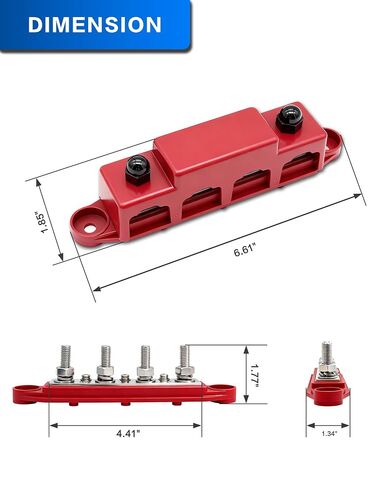 Bus Bar 12V 150A Power Distribution Block 4 x 5/16"(M8) Studs Marine Bus Bar Battery Bus Bar with Cover for Marine Car RV Solar Wiring (Pair, Red & Black) in Saudi Arabia