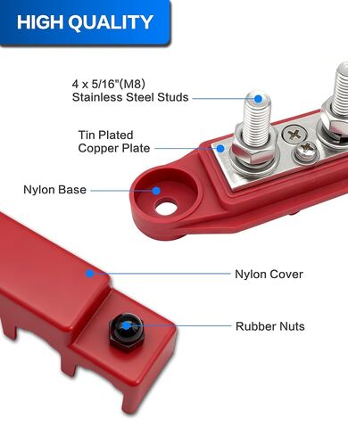 Bus Bar 12V 150A Power Distribution Block 4 x 5/16"(M8) Studs Marine Bus Bar Battery Bus Bar with Cover for Marine Car RV Solar Wiring (Pair, Red & Black) in Saudi Arabia