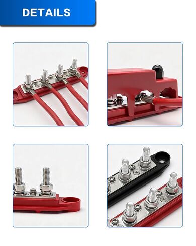 Bus Bar 12V 150A Power Distribution Block 4 x 5/16"(M8) Studs Marine Bus Bar Battery Bus Bar with Cover for Marine Car RV Solar Wiring (Pair, Red & Black) in Saudi Arabia