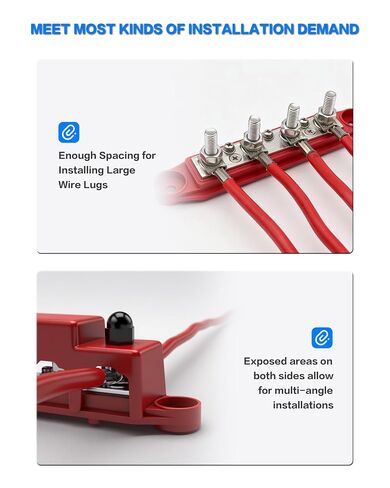 Bus Bar 12V 150A Power Distribution Block 4 x 5/16"(M8) Studs Marine Bus Bar Battery Bus Bar with Cover for Marine Car RV Solar Wiring (Pair, Red & Black) in Saudi Arabia