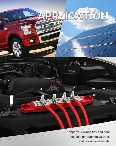 Bus Bar 12V 150A Power Distribution Block 4 x 5/16"(M8) Studs Marine Bus Bar Battery Bus Bar with Cover for Marine Car RV Solar Wiring (Pair, Red & Black) in Saudi Arabia