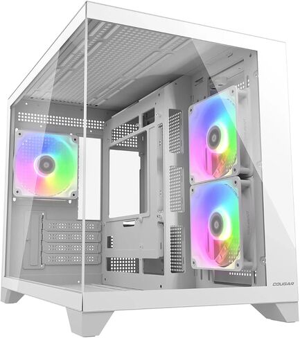 COUGAR FV150 Mini RGB, Mini Tower, RGB, Supports up to 400mm GPUs, 360mm AIO, Maximum 9 Fans, Mini-ITX, Micro-ATX and Reverse Connector motherboards, USB 3.2 Gen 2 Type-C (White) in Saudi Arabia