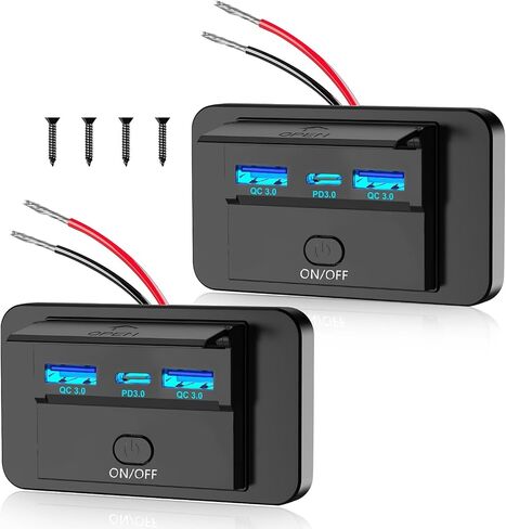 2 قطعة 3 منافذ 12 فولت RV USB منفذ 72 واط لوحة جدار جبل السطح تشغيل/إيقاف in Kuwait