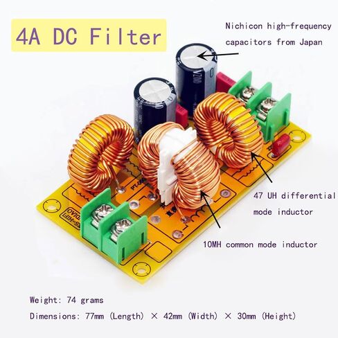 gotor Audio DC Power Filter DC LC EMI Power Filter Board 4A Electromagnetic Interference Suppressor Passive Power EMI Fil TER for Audio PowerAmplifier with 5.5x2.1mm D C Cable in Saudi Arabia