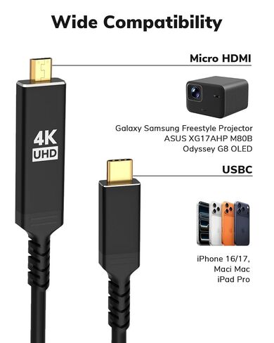 كابل 4K USB C إلى Micro HDMI بطول 3FT in Kuwait