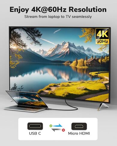 كابل 4K USB C إلى Micro HDMI بطول 3FT in Kuwait