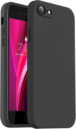 Vooii for iPhone SE Case 2022/3rd/2020,iPhone 8/7 Case, Upgraded Liquid Silicone with [Flat Edges] [Camera Protection] [Soft Anti-Scratch Microfiber Lining] Phone Case for iPhone SE - Black in Saudi Arabia