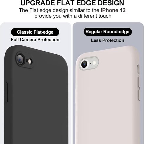 Vooii for iPhone SE Case 2022/3rd/2020,iPhone 8/7 Case, Upgraded Liquid Silicone with [Flat Edges] [Camera Protection] [Soft Anti-Scratch Microfiber Lining] Phone Case for iPhone SE - Black in Saudi Arabia
