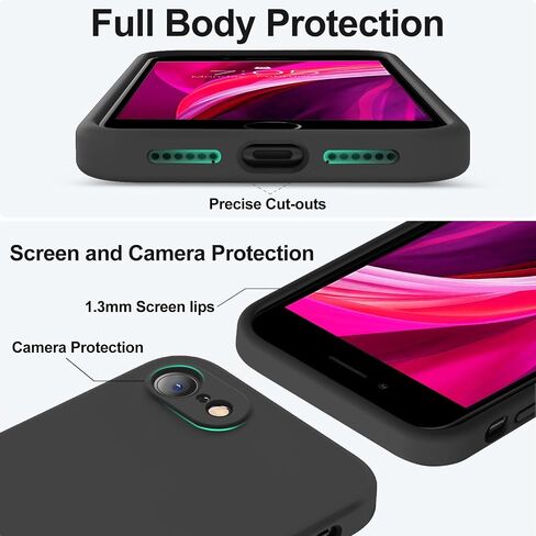 Vooii for iPhone SE Case 2022/3rd/2020,iPhone 8/7 Case, Upgraded Liquid Silicone with [Flat Edges] [Camera Protection] [Soft Anti-Scratch Microfiber Lining] Phone Case for iPhone SE - Black in Saudi Arabia