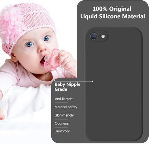 Vooii for iPhone SE Case 2022/3rd/2020,iPhone 8/7 Case, Upgraded Liquid Silicone with [Flat Edges] [Camera Protection] [Soft Anti-Scratch Microfiber Lining] Phone Case for iPhone SE - Black in Saudi Arabia