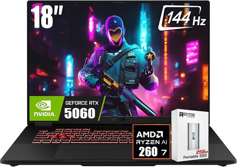 ASUS TUF A18 Gaming Laptop - AMD Ryzen 7 260 Beat i9-13905H - NVIDIA RTX 5060-32GB RAM -1TB SSD -18" WUXGA Display - RGB Backlit Keyboard -Win 11 Pro -FHD Camera, W/RSE Accessories Bundle in Saudi Arabia