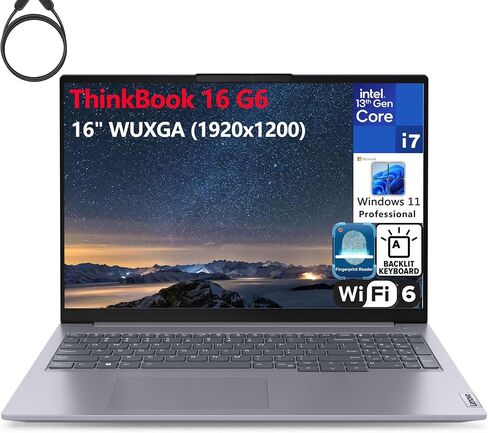 Lenovo ThinkBook 16 G6 16" FHD+ Laptop Computer, 13th Gen Intel 14-Core i7-13700H, 32GB DDR5 RAM, 1TB PCIe SSD, WiFi 6, Bluetooth 5.2, Backlight Keyboard, Fingerprint Reader, Windows 11 Pro, Tilsiy in Saudi Arabia