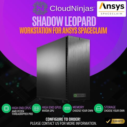 Cloud Ninjas Shadow Leopard Workstation for Ansys SpaceClaim AMD Ryzen Threadripper 9970X 4.0GHz 32 Core GeForce RTX PRO 4000 Blackwell SFF 24GB 128GB DDR5 ECC Reg NVMe M.2 in Saudi Arabia