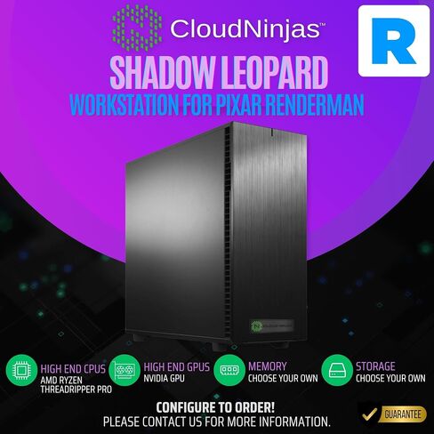 Cloud Ninjas Shadow Leopard Workstation for Pixar Renderman AMD Ryzen Threadripper 9970X 4.0GHz 32 Core GeForce RTX PRO 4000 ADA Generation 20GB 128GB DDR5 ECC Reg NVMe M.2 in Saudi Arabia